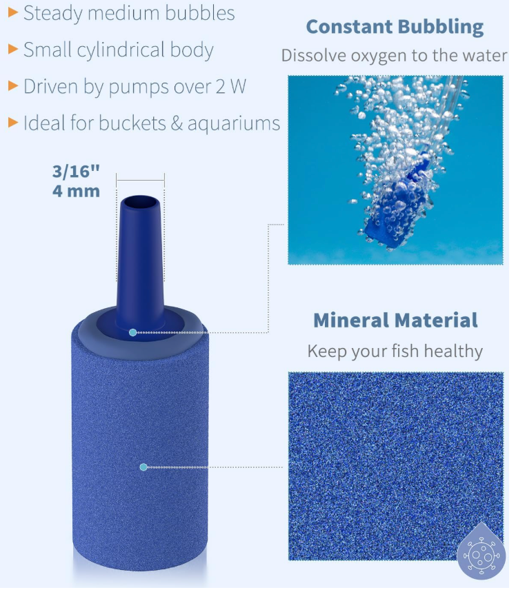 🫧 Diffuseur d'Air Bleu pour Aquarium - Pierre à Bulles